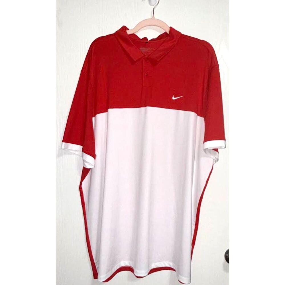 Nike Golf Men’s Polo Shirt XXL | Red White Activewear Casual Sporty Athleisure